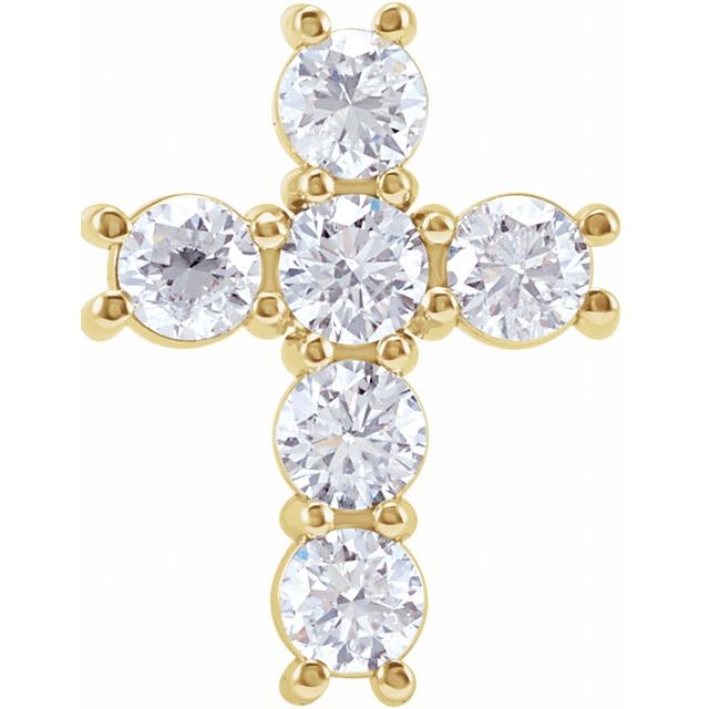 14K Yellow Gold 9/10 CTW Natural Diamond Cross Pendant