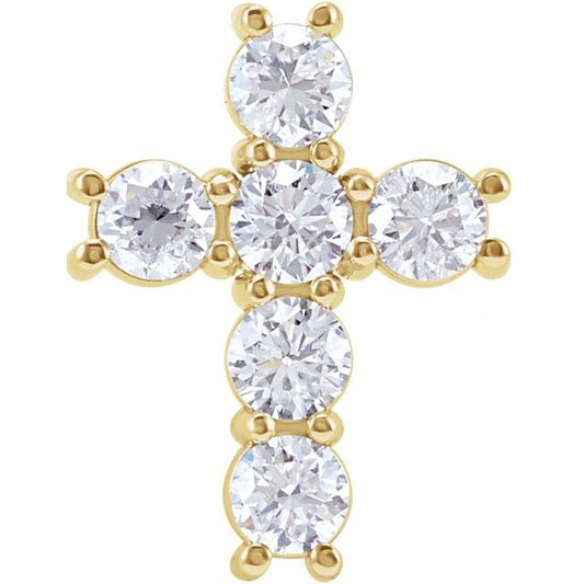 14K Yellow Gold 1 1/6 CTW Natural Diamond Cross Pendant