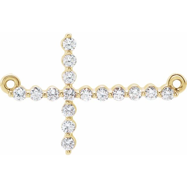 14K Yellow Gold 1/4 CTW Natural Diamond Sideways Cross Necklace Center