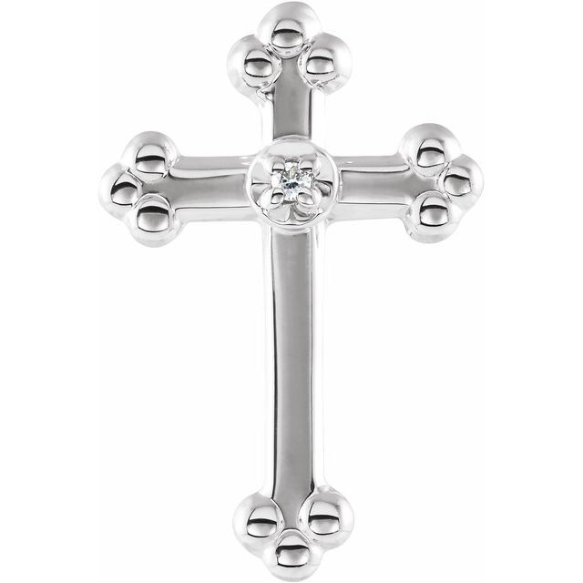 14K White Gold .005 CT Natural Diamond Cross Lapel Pin