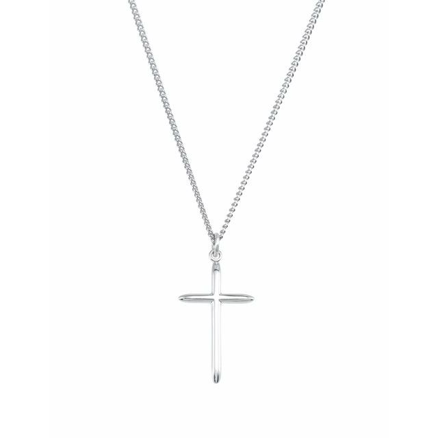 Sterling Silver 25.7x14 mm Cross 18" Necklace 