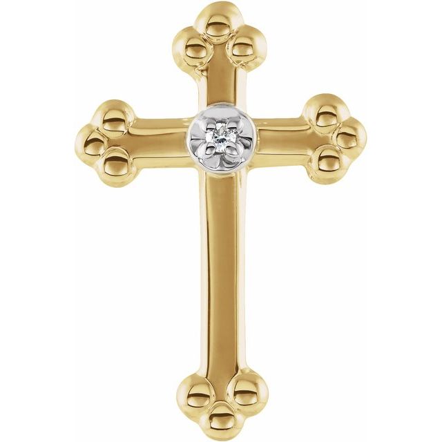 14K Yellow/White Gold .005 CT Natural Diamond Cross Lapel Pin