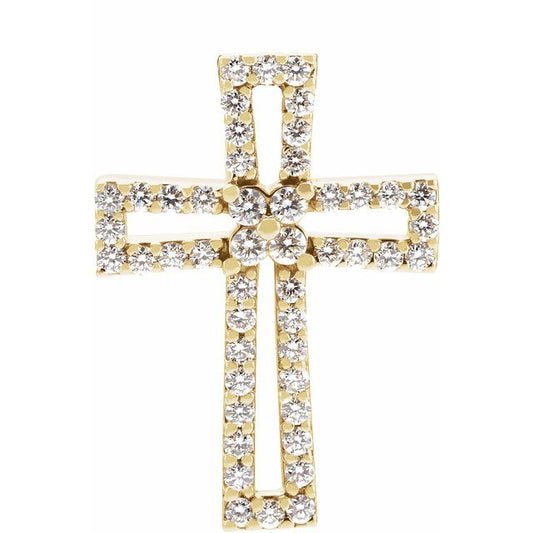 14K Yellow Gold 1/2 CTW Natural Diamond Cross Pendant 