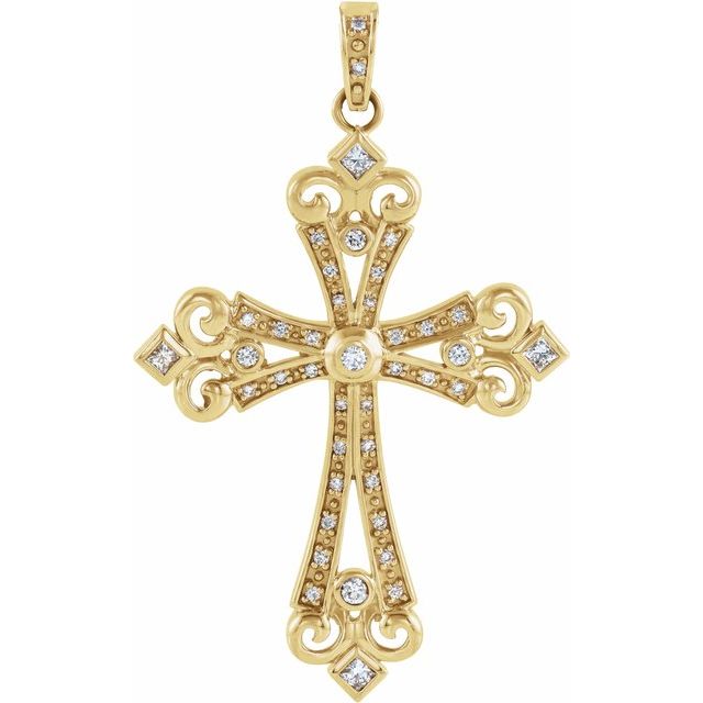 14K Yellow Gold 5/8 CTW Natural Diamond Cross Pendant