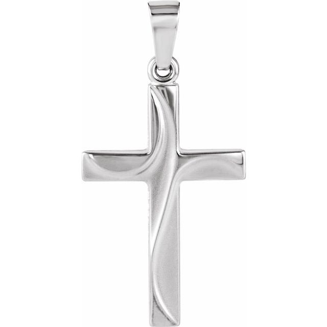 14K White Gold 21x14 mm Cross Pendant  