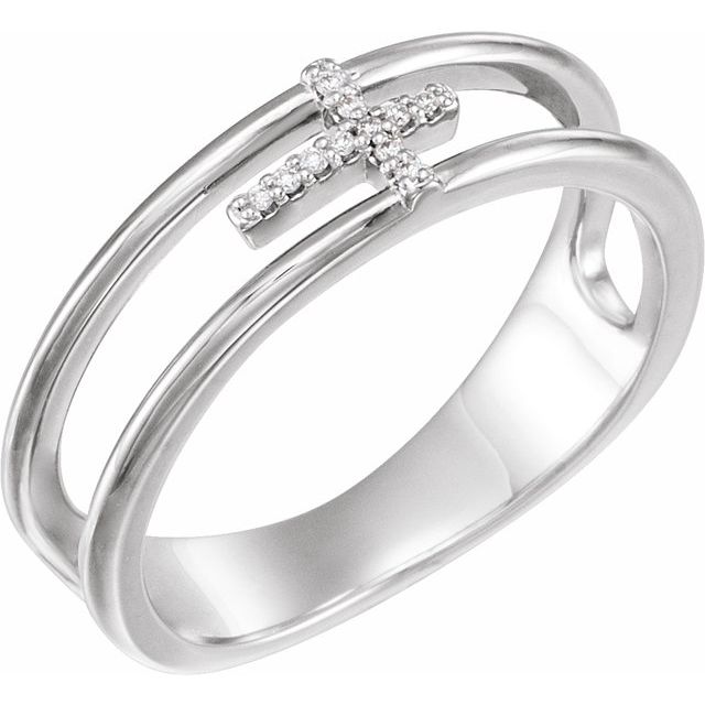 Platinum .025 CTW Natural Diamond Negative Space Cross Ring 