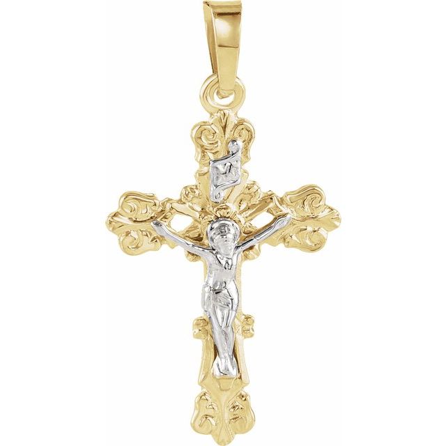 14K Yellow/White Gold 20.5x15 mm Crucifix Pendant