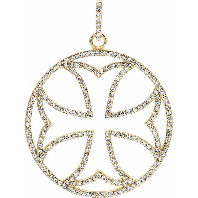 14K Yellow Gold 1 1/8 CTW Natural Diamond Cross Pendant