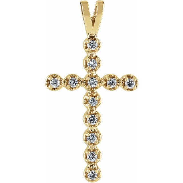 14K Yellow Gold .18 CTW Natural Diamond Cross Pendant