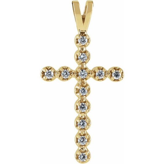 14K Yellow Gold .18 CTW Natural Diamond Cross Pendant