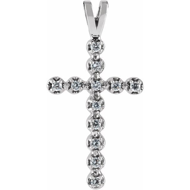 14K White Gold .18 CTW Natural Diamond Cross Pendant