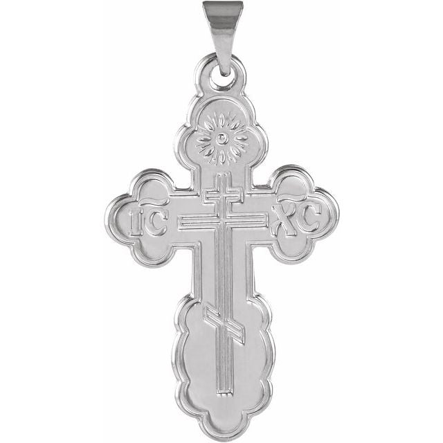 Sterling Silver 26x17 mm Orthodox Cross Pendant 