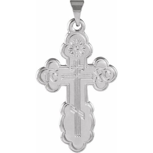 Sterling Silver 26x17 mm Orthodox Cross Pendant 