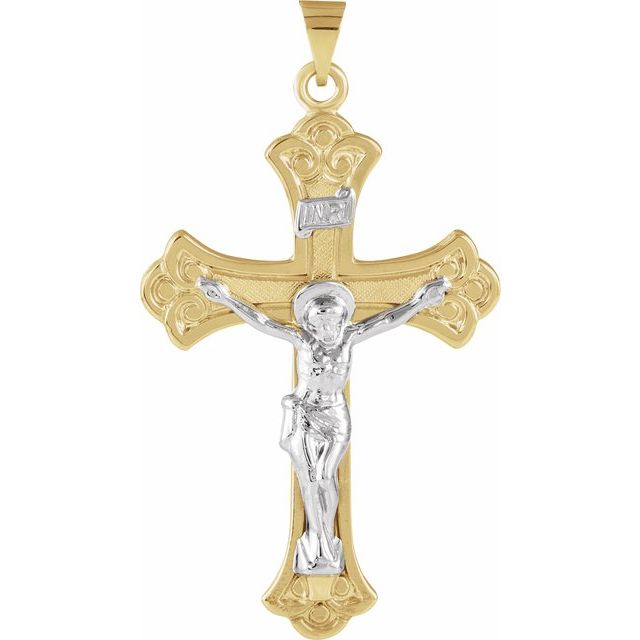 14K Yellow/White Gold 45x31 mm Crucifix Pendant