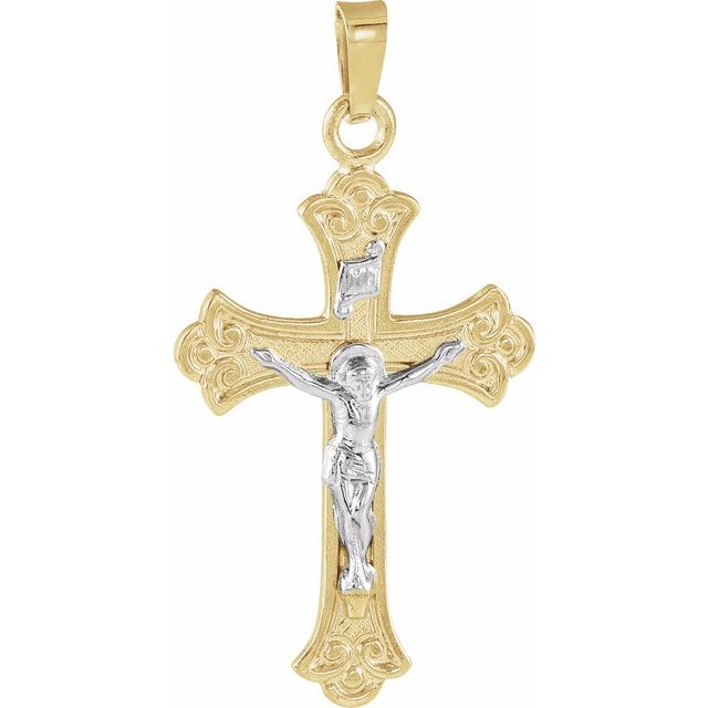 14K Yellow/White Gold 27.75x17 mm Crucifix Pendant