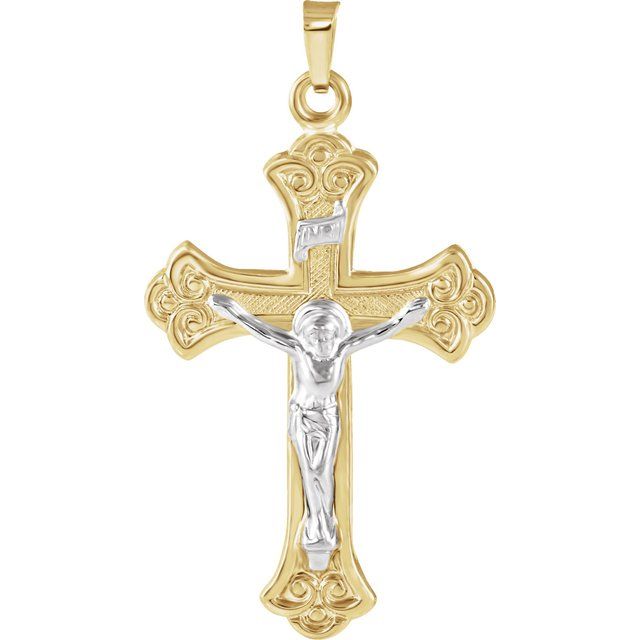 14K Yellow/White Gold 32x23 mm Crucifix Pendant