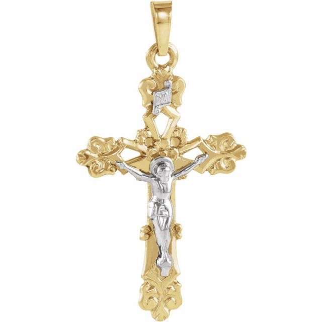 14K Yellow/White Gold 26.5x19 mm Crucifix Pendant 