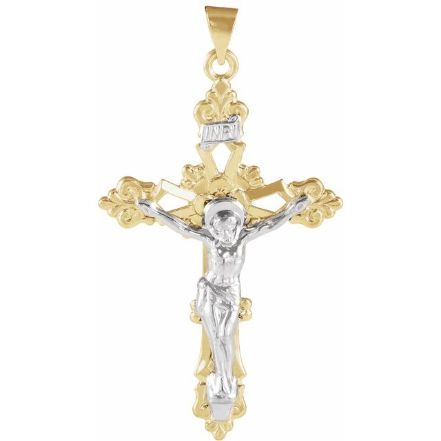 14K Yellow/White Gold 45.5x30.5 mm Crucifix Pendant 