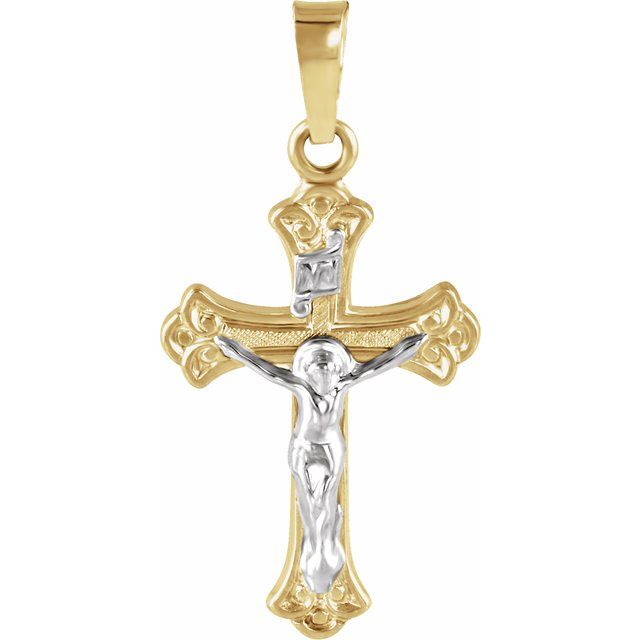 14K Yellow/White Gold 19x13 mm Crucifix Pendant