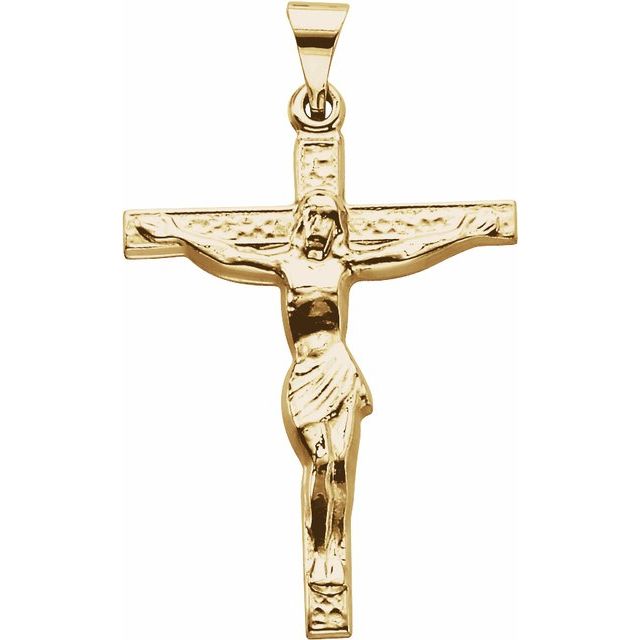 18K Yellow Gold 24.5x19.2 mm Crucifix Pendant  