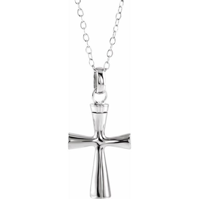 10K White Gold Cross Ash Holder Pendant