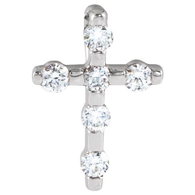 14K White Gold .08 CTW Natural Diamond Cross Pendant
