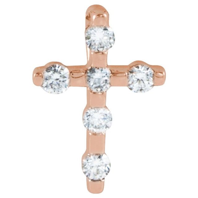 14K Rose Gold .08 CTW Natural Diamond Cross Pendant