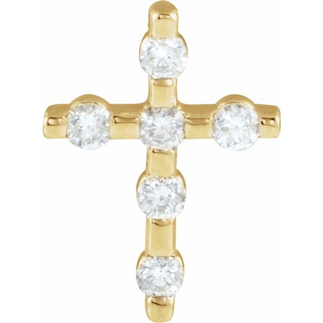 14K Yellow Gold 1/5 CTW Natural Diamond Cross Pendant
