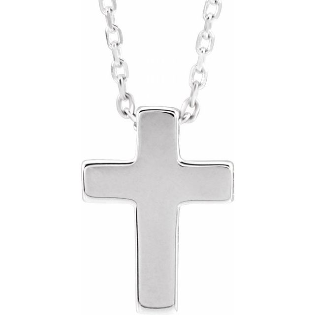 Sterling Silver Petite Cross 16-18" Necklace  