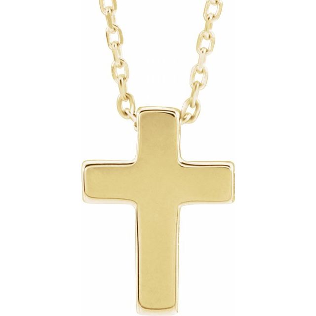 14K Yellow Gold Petite Cross 16-18" Necklace  