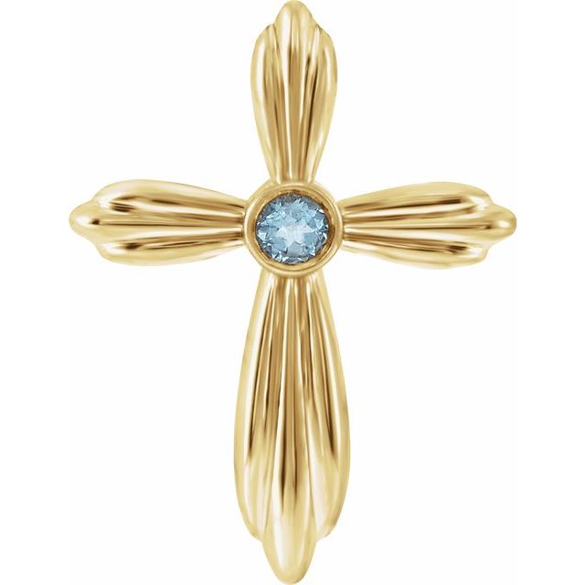 14K Yellow Gold Natural Aquamarine Cross Pendant