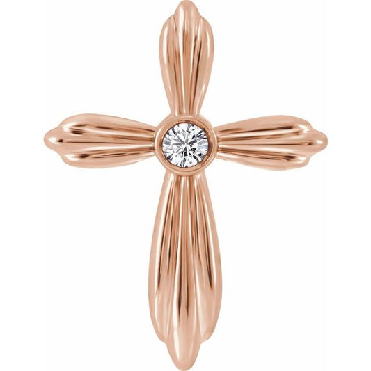 14K Rose Gold .06 CTW Natural Diamond Cross Pendant