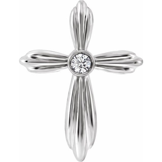 Platinum .06 CTW Natural Diamond Cross Pendant