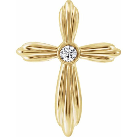 14K Yellow Gold .06 CTW Natural Diamond Cross Pendant