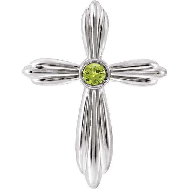 Platinum Natural Peridot Cross Pendant