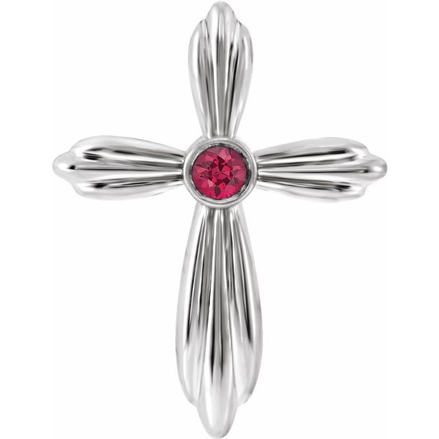 Platinum Natural Ruby Cross Pendant
