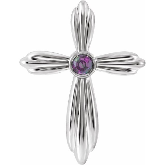 Sterling Silver Natural Alexandrite Cross Pendant