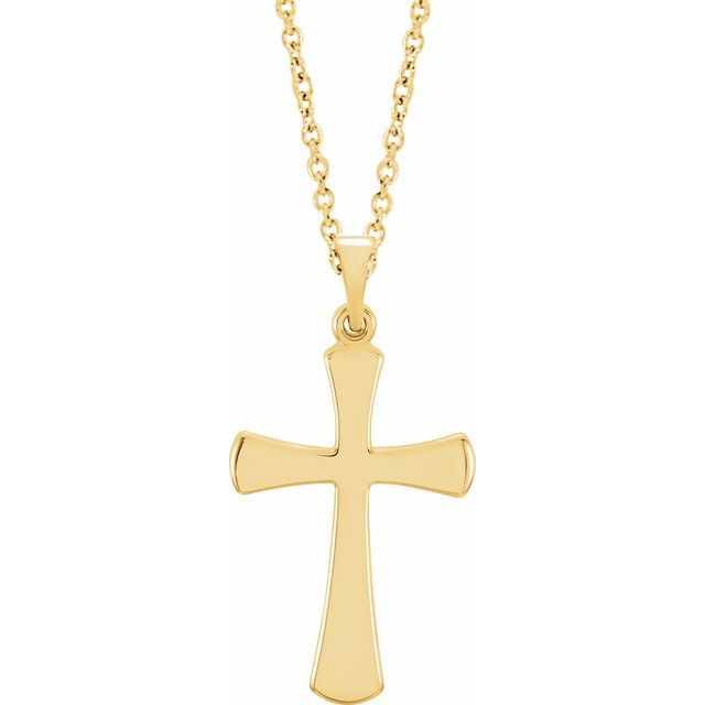 14K Yellow Gold Cross 18" Necklace