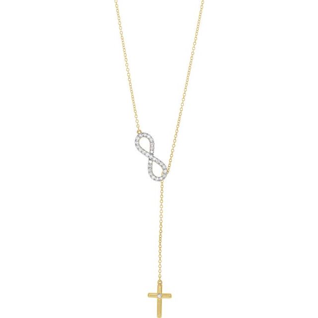 14K Yellow Gold 1/5 CTW Natural Diamond Infinity-Inspired Cross 18" Necklace