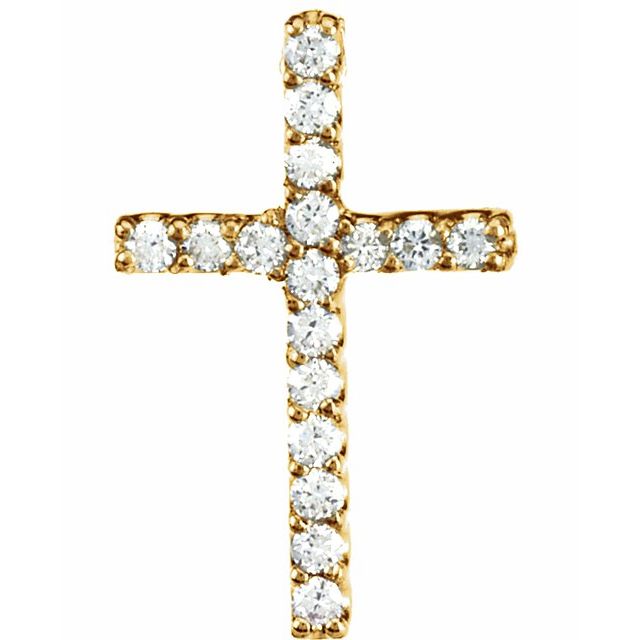 14K Yellow Gold .06 CTW Natural Diamond Petite Cross Pendant