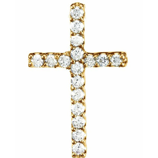 14K Yellow Gold .06 CTW Natural Diamond Petite Cross Pendant