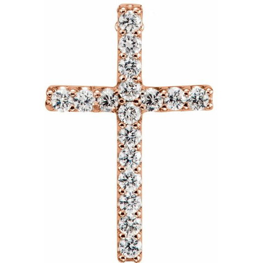 14K Rose Gold .06 CTW Natural Diamond Petite Cross Pendant
