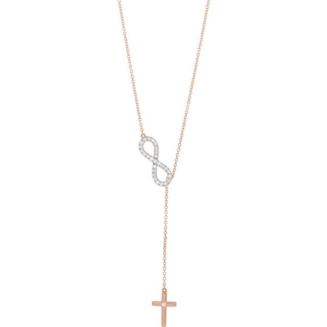 14K Rose Gold 1/5 CTW Natural Diamond Infinity-Inspired Cross 18" Necklace