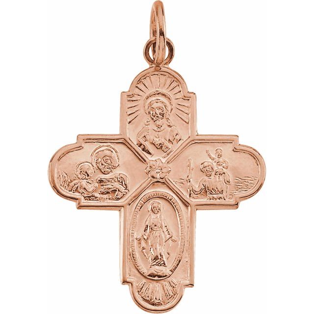 14K Rose Gold 24.5x21.5 mm Four-Way Cross Medal 