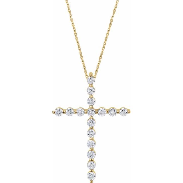 14K Yellow Gold 1 1/4 CTW Natural Diamond Cross 18" Necklace