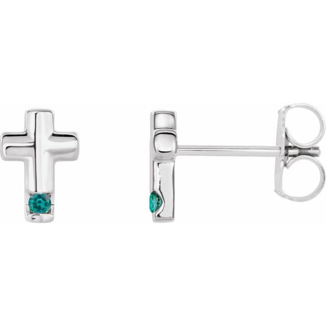 Sterling Silver Natural Alexandrite Cross Earrings
