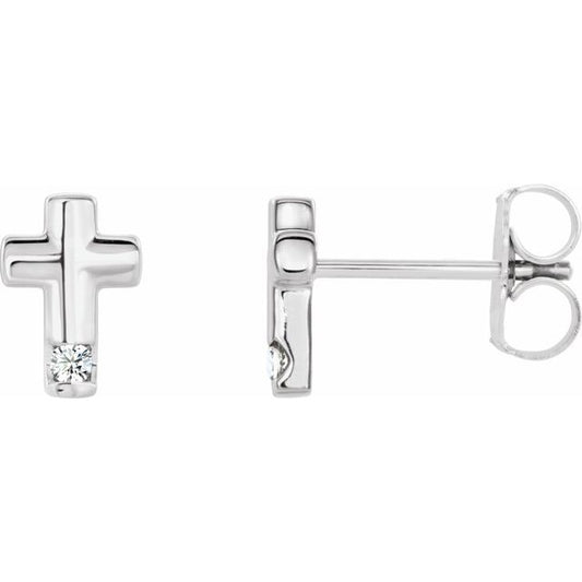 Sterling Silver .03 CTW Natural Diamond Cross Earrings