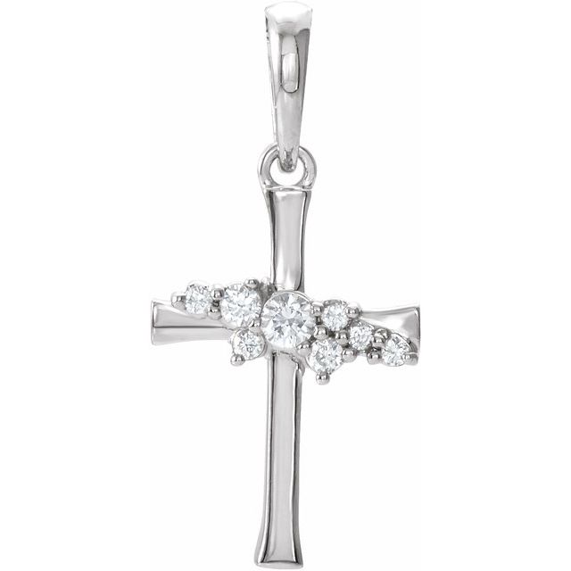 14K White Gold .06 CTW Natural Diamond Cluster Cross Pendant
