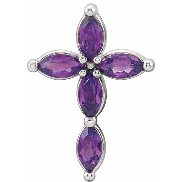 Platinum Natural Amethyst Cross Pendant