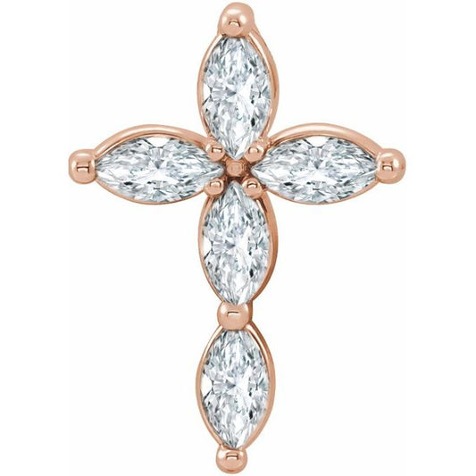 14K Rose Gold 1/3 CTW Natural Diamond Cross Pendant